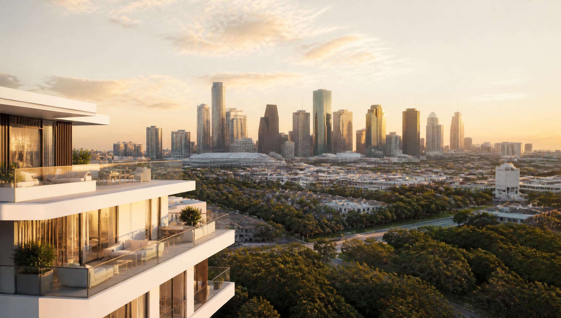 Houston luxury real estate at sunset